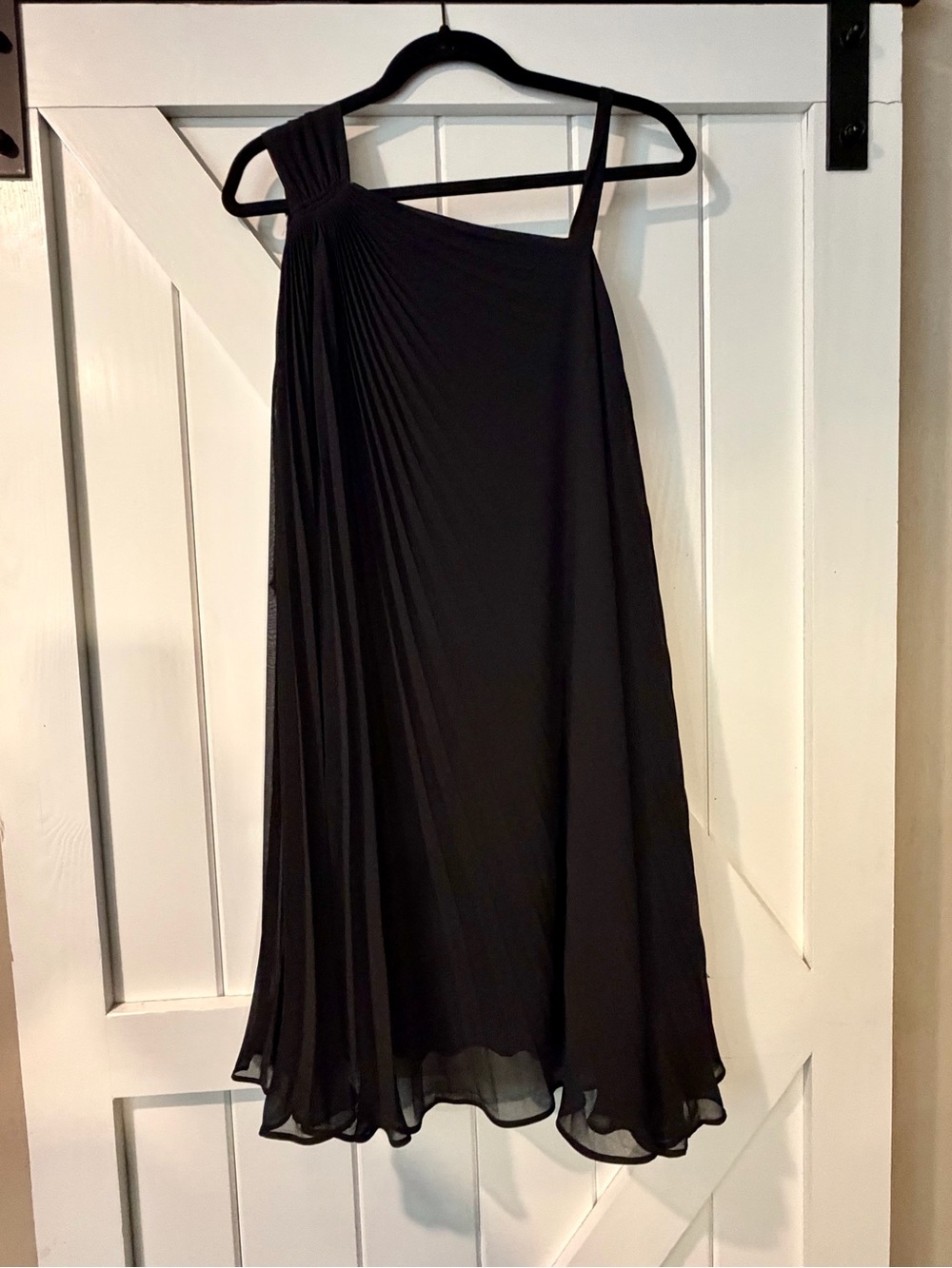 NWT-Cato Black Pleated One Shoulder Dress - Large